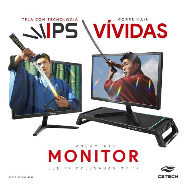 Monitor 19", LED, HD, HDMI / VGA , Tela IPS, 60Hz, 5ms, Preto, MR-19, C3Tech - CX 1 UN