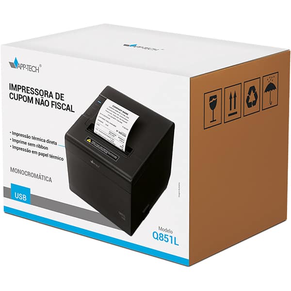 Impressora térmica não fiscal, USB, Bivolt, Monocromática, Q851L, App-tech - CX 1 UN