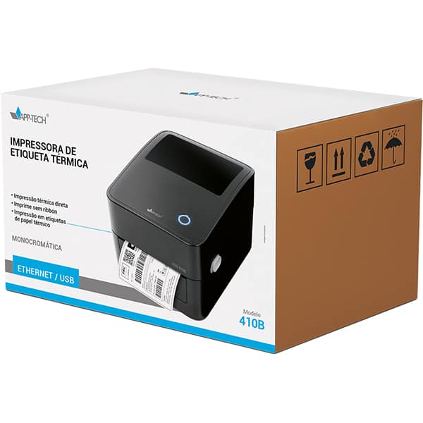 Impressora de etiqueta térmica Ethernet / USB, Bivolt, Monocromática, Térmica Direta, 410B, App-tech - CX 1 UN