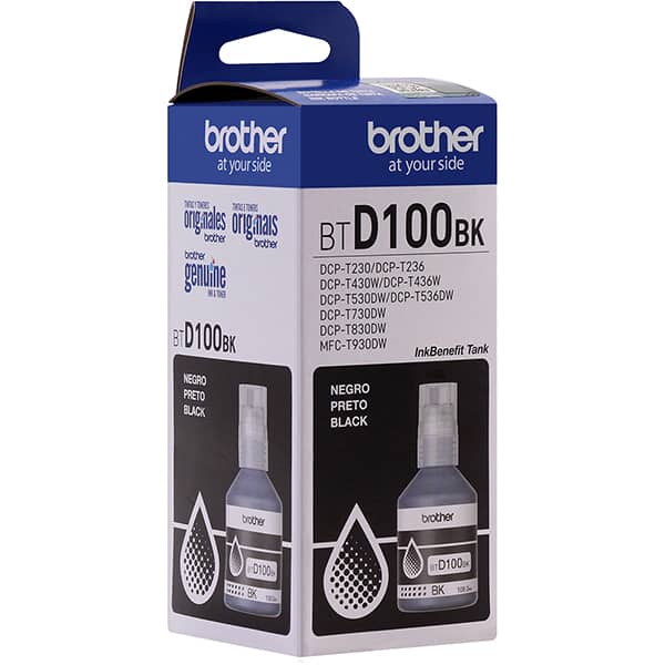 Garrafa de tinta Brother para recarga de equipamento Inkjet, Preta, BTD100BK - CX 1 UN