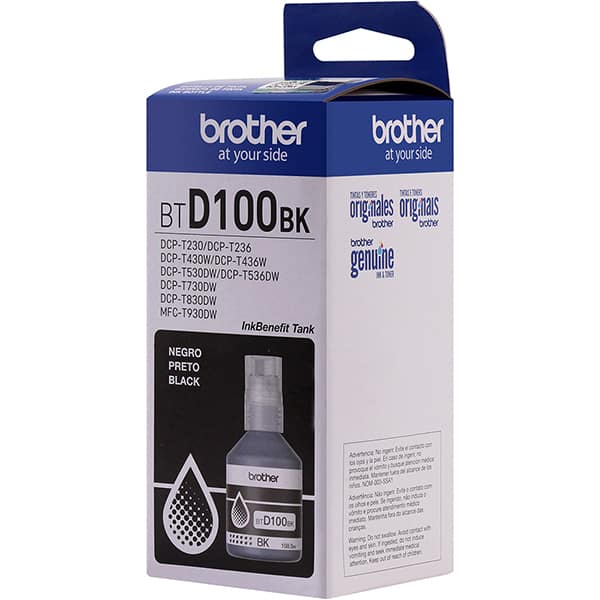 Garrafa de tinta Brother para recarga de equipamento Inkjet, Preta, BTD100BK - CX 1 UN