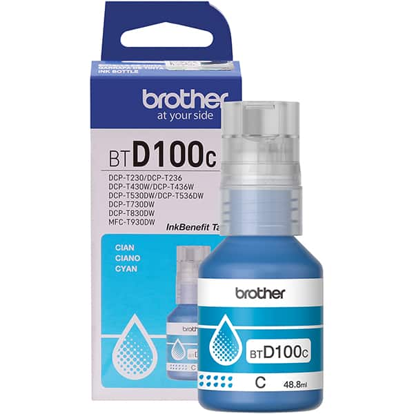 Garrafa de tinta Brother para recarga de equipamento Inkjet, Ciano, BTD100C - CX 1 UN