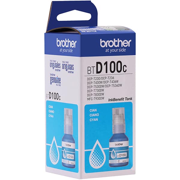 Garrafa de tinta Brother para recarga de equipamento Inkjet, Ciano, BTD100C - CX 1 UN