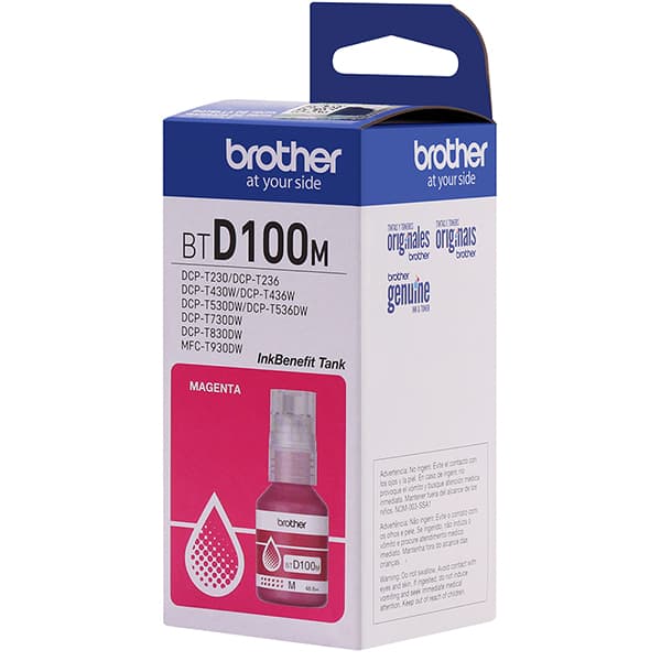 Garrafa de tinta Brother para recarga de equipamento Inkjet, Magenta, BTD100M - CX 1 UN