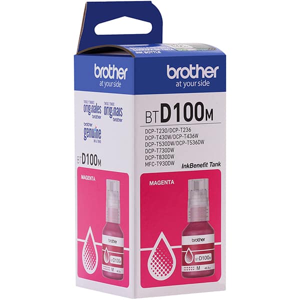 Garrafa de tinta Brother para recarga de equipamento Inkjet, Magenta, BTD100M - CX 1 UN