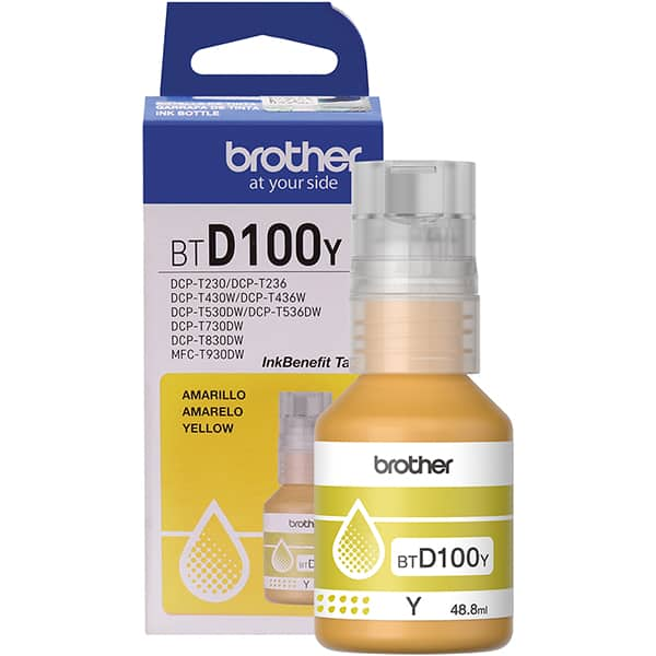 Garrafa de tinta Brother para recarga de equipamento Inkjet, Amarelo, BTD100Y - CX 1 UN