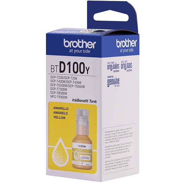 Garrafa de tinta Brother para recarga de equipamento Inkjet, Amarelo, BTD100Y - CX 1 UN