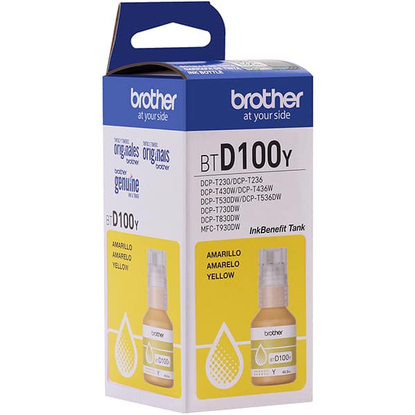 Garrafa de tinta Brother para recarga de equipamento Inkjet, Amarelo, BTD100Y - CX 1 UN