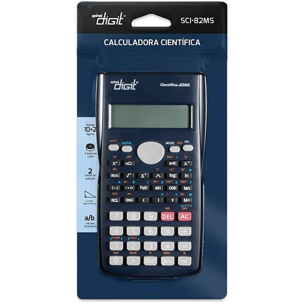 Calculadora científica (Bateria) 12 dígitos, Azul, SCI82MS, Spiral Digit - CX 1 UN Calculadora científica (Bateria) 12 dígitos, Azul, SCI82MS, Spiral Digit - CX 1 UN