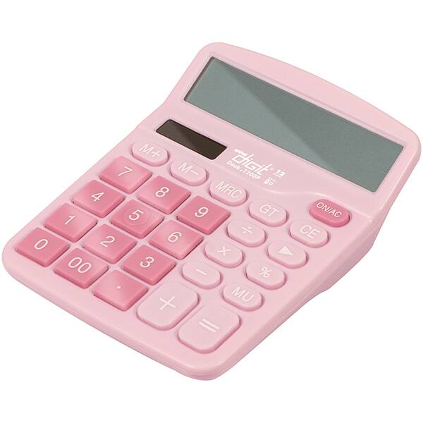 Calculadora de Mesa (Bateria/Energia Solar), 12 dígitos, Rosa, 1200P, Spiral Digit - CX 1 UN