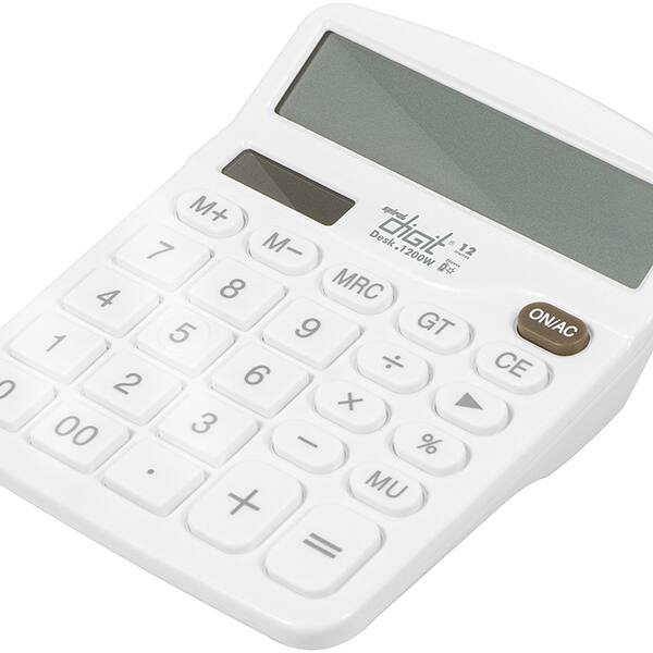 Calculadora de Mesa (Bateria/Energia Solar), 12 dígitos, Branco, 1200W, Spiral Digit - CX 1 UN