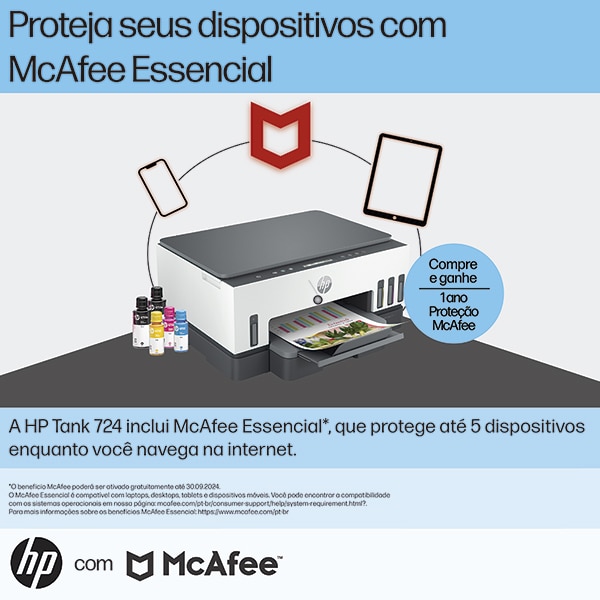 Impressora Multifuncional tanque de tinta Smart Tank 724, Colorida, Duplex, USB, Wi-fi, Bluetooth, Bivolt 2G9Q2A, HP - CX 1 UN CX 1 UN