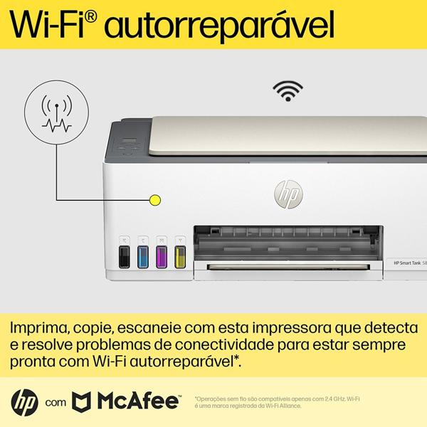 Impressora Multifuncional HP Smart Tank 583 Tanque de Tinta (4A8D8A), Colorida, Wi-Fi, Conexão USB, Bivolt, 4A8D8A , HP - CX 1 UN