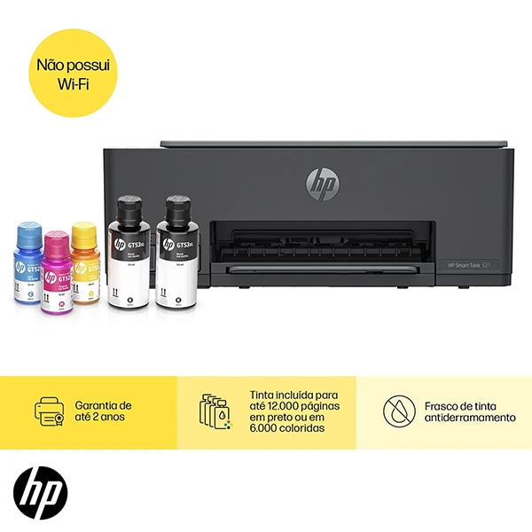 Impressora Multifuncional HP Smart Tank 521 Tanque de Tinta (4A8S0A), Colorida, Conexão USB, Bivolt, 4A8S0A, HP - CX 1 UN