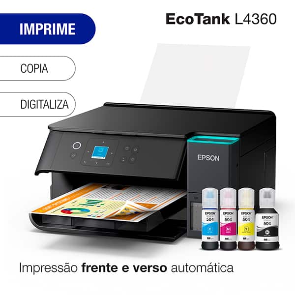 Impressora Multifuncional Tanque de Tinta Ecotank L4360, Duplex, Colorida, Wi-Fi, Conexão USB, Bivolt, Epson - CX 1 UN
