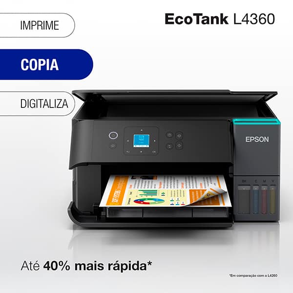 Impressora Multifuncional Tanque de Tinta Ecotank L4360, Duplex, Colorida, Wi-Fi, Conexão USB, Bivolt, Epson - CX 1 UN