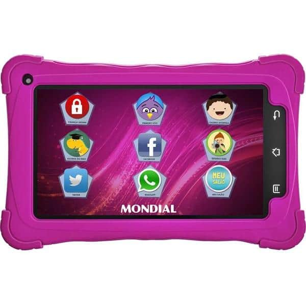 Tablet Kids, Android 7.1, Memória Interna de 8gb, Câmera Traseira de 2mp, Wi-fi, Tela de 7", Rosa 8813 - Mondial CX 1 UN