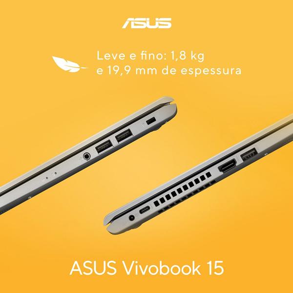 Notebook Vivobook Asus, Processador Core i3, 4GB de Memória, Armazenamento 256GB SSD, X1500EA-EJ3665W, Windows 11 Home, Prata, Asus CX 1 UN