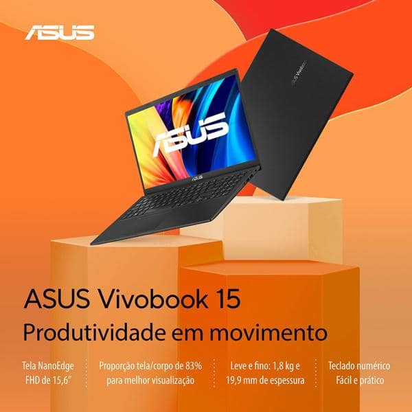 Notebook Asus Vivobook X1500EA, Processador Intel Pentium Gold 7505, 4GB de Memória, Armazenamento 128GB SSD, Windows 11 Home, com Microsoft 365 Personal*, Preto, Tela de 15,6", EJ4242WS, Asus - CX 1 UN