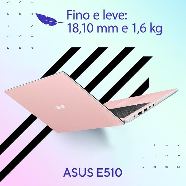 Notebook Asus E510MA, Processador Intel Celeron N4020, 4GB de Memória, Armazenamento 128GB eMMC , Windows 11 Home, Rosa, Tela de 15", BR1348WS, com Microsoft 365 Personal 12 Meses* - 1 UN