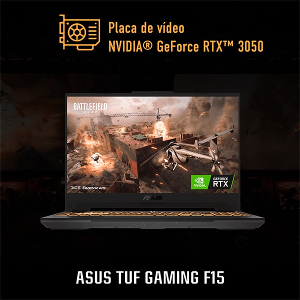 Notebook Gamer TUF Gaming F15, Placa de Vídeo Dedicada 4GB NVIDIA GeForce RTX 3050, Intel Core i5, 16GB de Memória, 512GB SSD de Armazenamento, Windows 11, Tela de 15,6", FX507ZC4-HN232W, ASUS - CX 1 UN