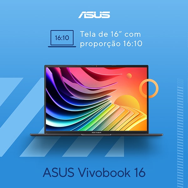 Notebook Asus Vivobook 16, Intel Core I7, 16GB de Memória, Armazenamento 512GB SSD, Windows 11 Home, Prata, Tela de 16", X1605ZA, ASUS - CX 1 UN