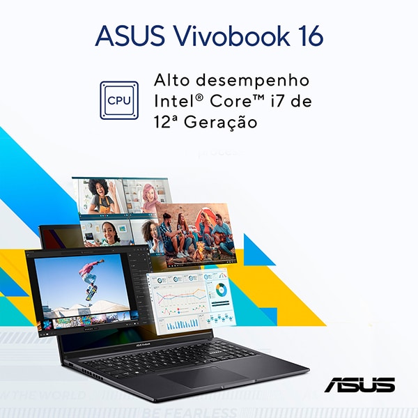 Notebook Asus Vivobook 16, Intel Core I7, 16GB de Memória, Armazenamento 512GB SSD, Windows 11 Home, Prata, Tela de 16", X1605ZA, ASUS - CX 1 UN