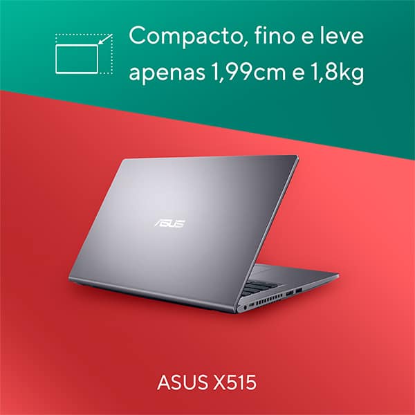 Notebook ASUS X515KA, Intel Celeron N4500 Dual Core, 4GB de Memória, Armazenamento 128GB SSD, Windows 11 Home, Tela de 15,6", Cinza, com Microsoft 365 Personal 12 Meses* ASUS – CX 1 UN