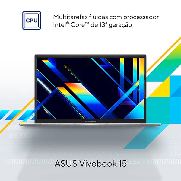 Notebook ASUS Vivobook X1504VA, Intel Core i5, 8GB de Memória, Armazenamento 256GB SSD, Windows 11 Home, Tela de 15,6", Cinza, ASUS – CX 1 UN