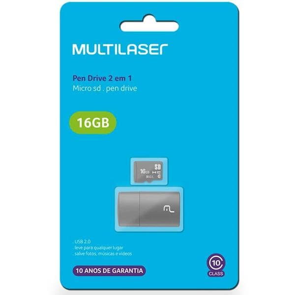 Cartão de memória micro SD 16GB Classe 10 com Leitor USB MC162 Multi BT 1 UN