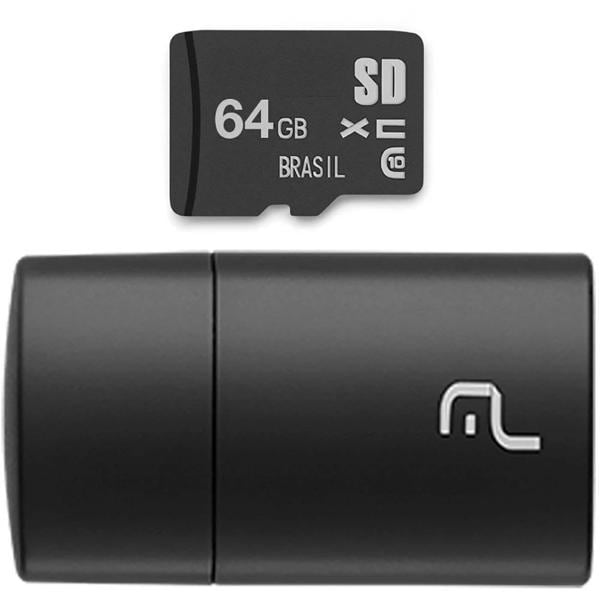 Cartão de memória micro SD 64GB Classe 10 com Leitor USB MC164 Multi - BT 1 UN