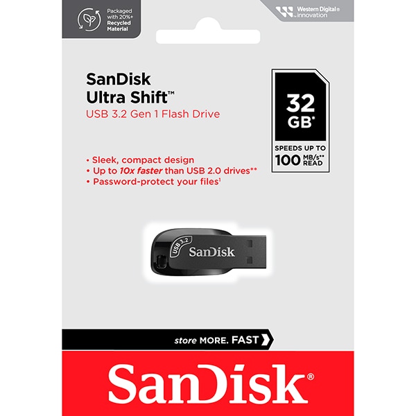 Pen Drive SanDisk 32GB USB 3.2 Ultra Shift - CZ410 BT 1 UN