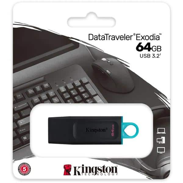 Pen Drive 64GB USB 3.2 datatraveler exodia DTX Kingston PT 1 UN