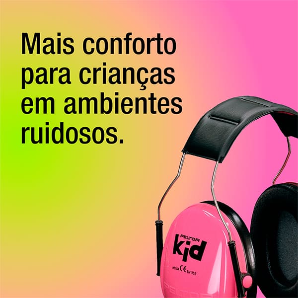 Abafador de ruídos Peltor Kids rosa HB00483217 3M CX 1 UN