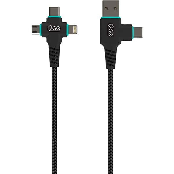 Cabo 6 em 1: Lightning + USB + USB Tipo-C + Micro USB, 1,5m, Preto, PROCBL025, I2Go - CX 1 UN