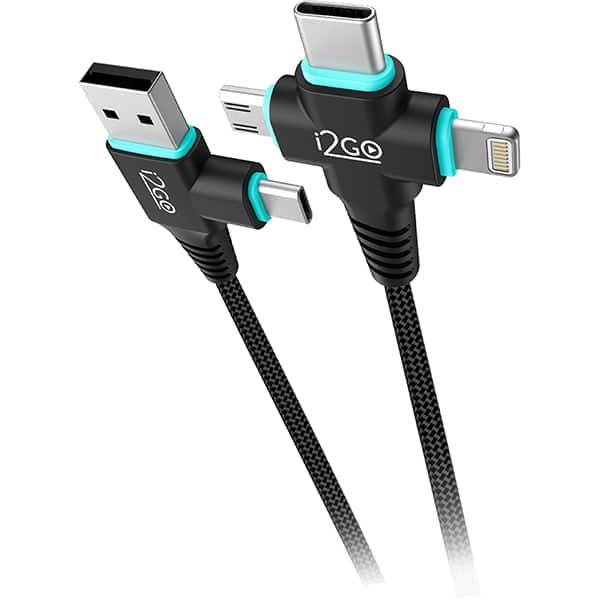 Cabo 6 em 1: Lightning + USB + USB Tipo-C + Micro USB, 1,5m, Preto, PROCBL025, I2Go - CX 1 UN