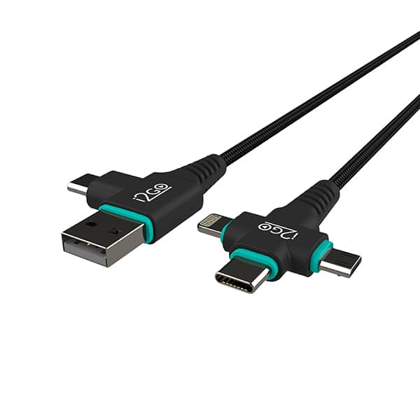 Cabo 6 em 1: Lightning + USB + USB Tipo-C + Micro USB, 1,5m, Preto, PROCBL025, I2Go - CX 1 UN