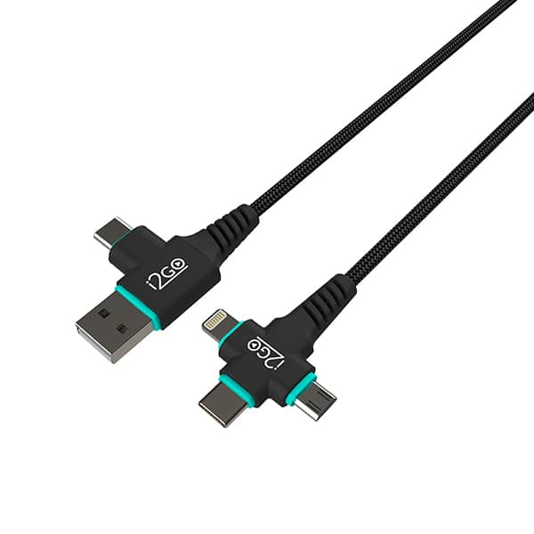 Cabo 6 em 1: Lightning + USB + USB Tipo-C + Micro USB, 1,5m, Preto, PROCBL025, I2Go - CX 1 UN