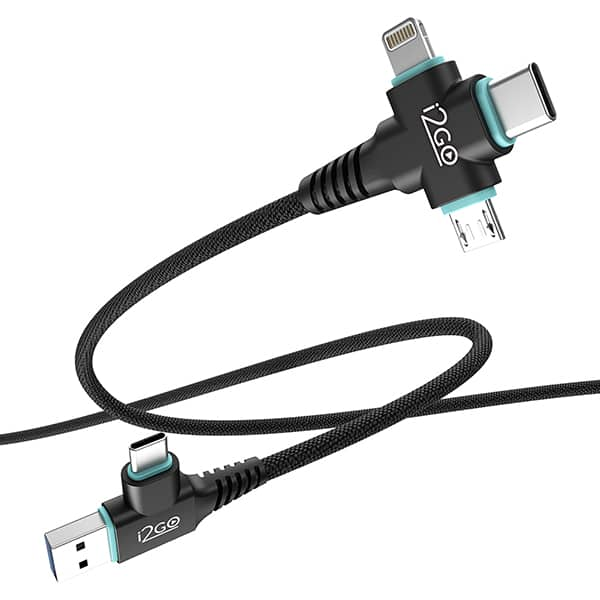 Cabo 6 em 1: Lightning + USB + USB Tipo-C + Micro USB, 1,5m, Preto, PROCBL025, I2Go - CX 1 UN