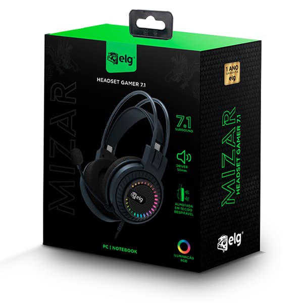 Headset Gamer Mizar 7.1, 3D, USB, HGMZ, Elg - CX 1 UN