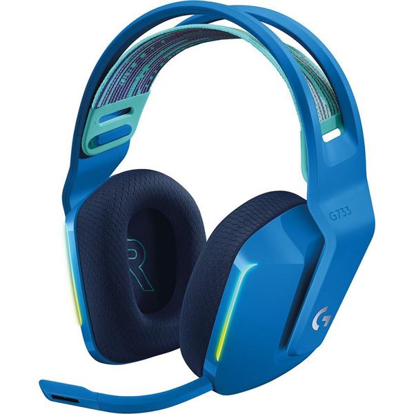 Headset Gamer Sem Fio Logitech G733 7.1 Dolby Surround com Blue VO!CE, RGB LIGHTSYNC para PC e PlayStation - Azul CX 1 UN