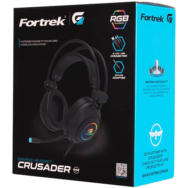 Headset Gamer RGB Crusader preto 70555 Fortrek CX 1 UN