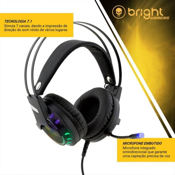 Headset Gamer 7.1 RGB USB com microfone, 592, Bright - CX 1 UN