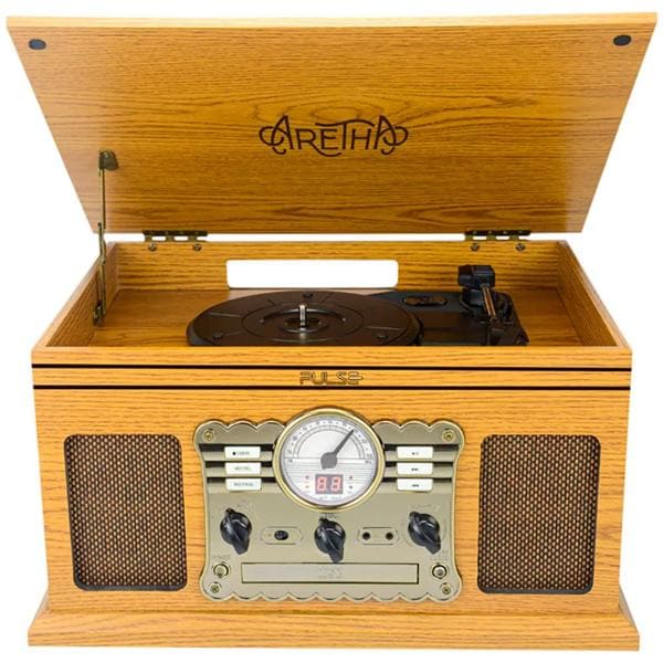 Vitrola Aretha Retrô de Mesa com Tampa de Madeira, Bluetooth, Bivolt, SP611, Pulse - CX 1 UN