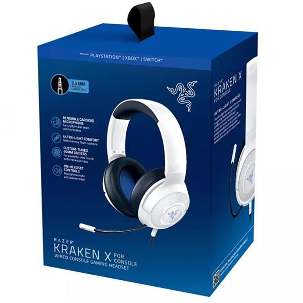 Headset Gamer Kraken X, Som Surround 7.1, Conexão P3, Branco, RZ04028905, Razer - CX 1 UN