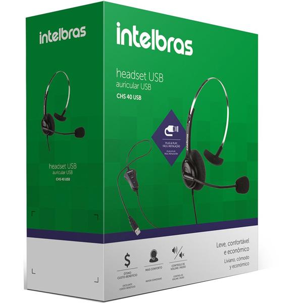 Headset com fio, Conexão USB, CHS 40, 4010041, Intelbras - CX 1 UN