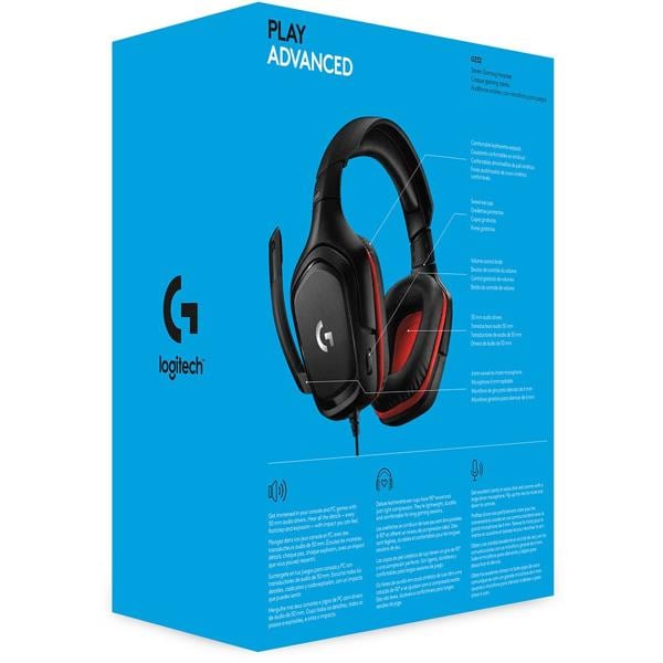 Headset Gamer G332, Driver 50mm, para PC, PlayStation, Xbox e Nintendo Switch, Conexão P3, Preto/Vermelho, 981-000755, Logitech G - CX 1 UN