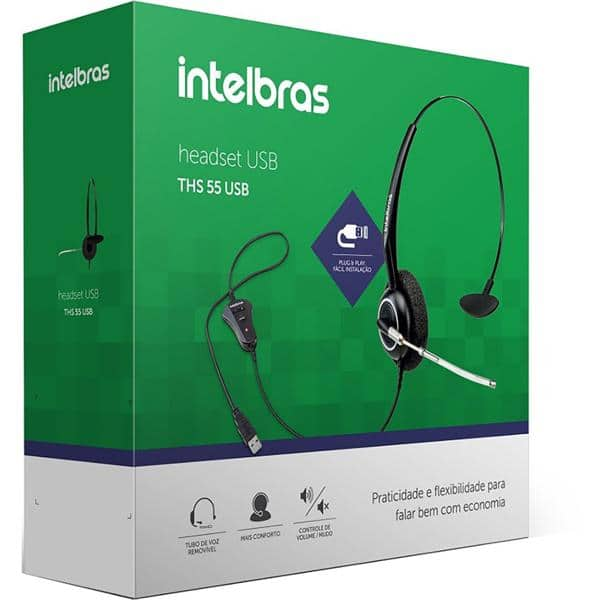 Headset com fio USB Office preto THS55USB Intelbras CX 1 UN