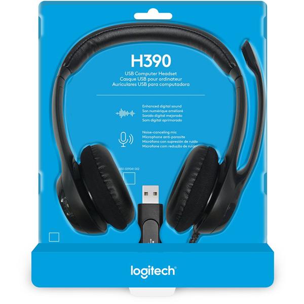 Headset com fio USB Logitech H390, Controle de áudio integrado e Microfone com Redução de Ruído, Conexão USB, Preto, 981-000014, Logitech - BT 1 UN