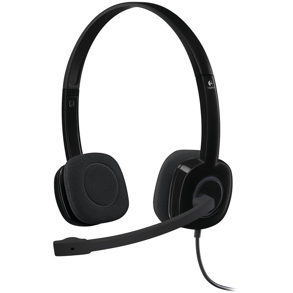 Headset com fio Logitech H com Microfone com Redução de Ruído e Conexão mm BT UN
